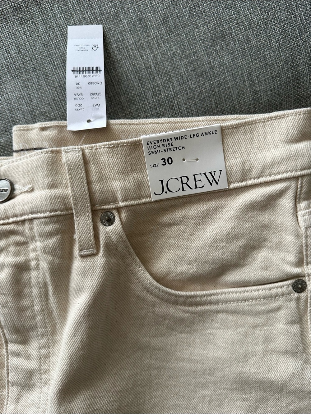 J.Crew Women’s Everyday Wide-Leg Ankle Jeans in Cream - Size 30